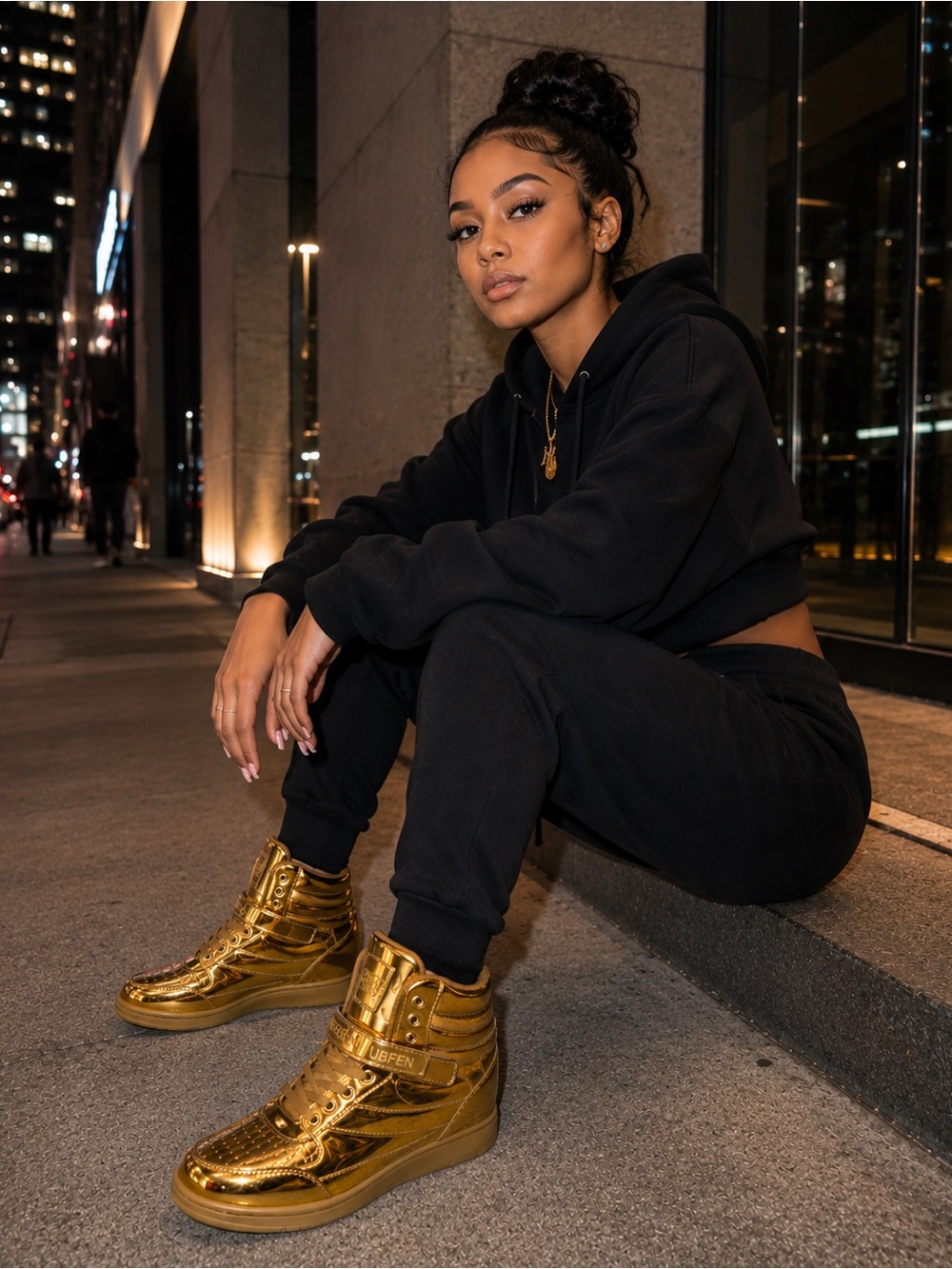 Kids' Metallic Gold High-Top Sneakers